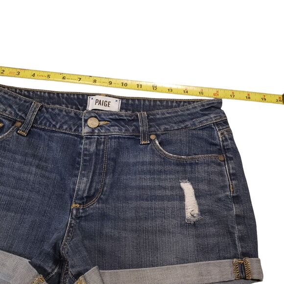 Paige Jimmy Jimmy denim destroyed shorts size 28 cuffed hem deconstructed - Picture 4 of 5